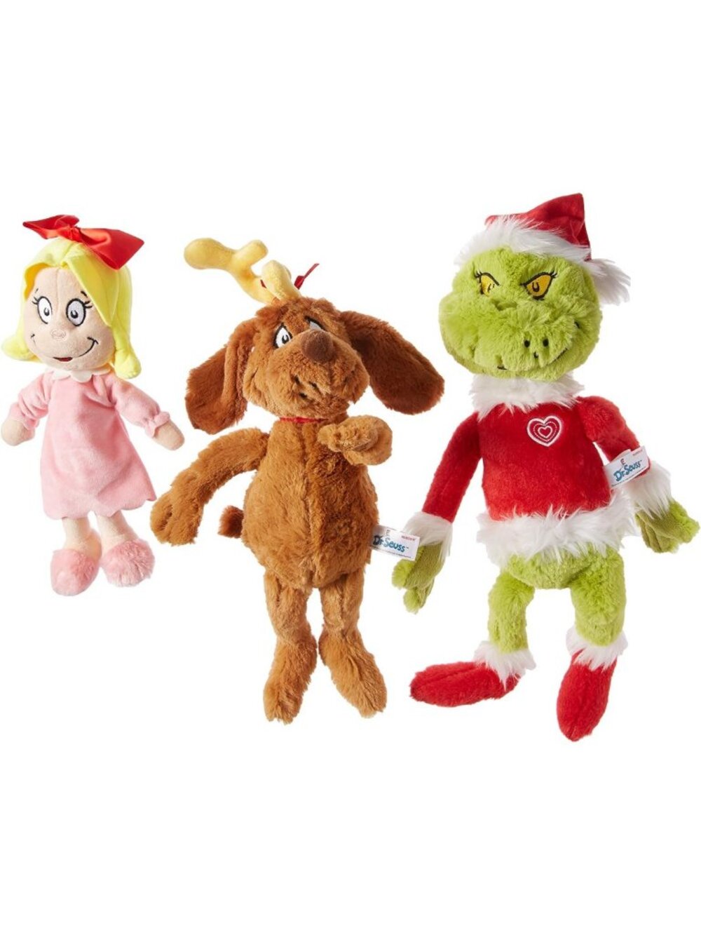 Cindy Lou Who, Grinch Santa & Max Plush Toy Set - 3 Christmas Stuffed Animals